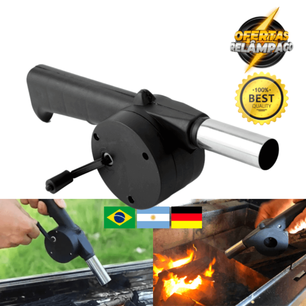 Acendedor de churrasqueira prático | Soprador Tufão Manual