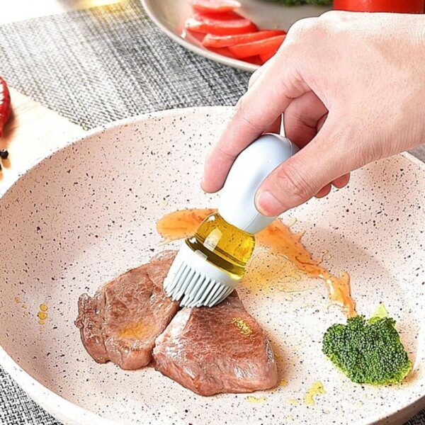 Frasco de vidro para óleo, azeite, manteiga. Pincel de silicone com dispensador para cozinhar fácil