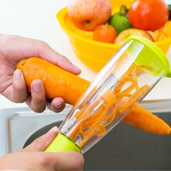 Descascador Pro aço inoxidável com coletor de casca | Descasque legumes, frutas sem fazer sujeira